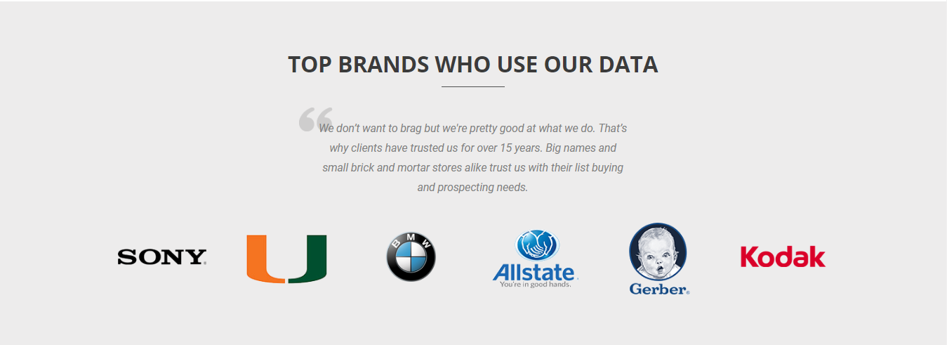 top brands who use amerilist data