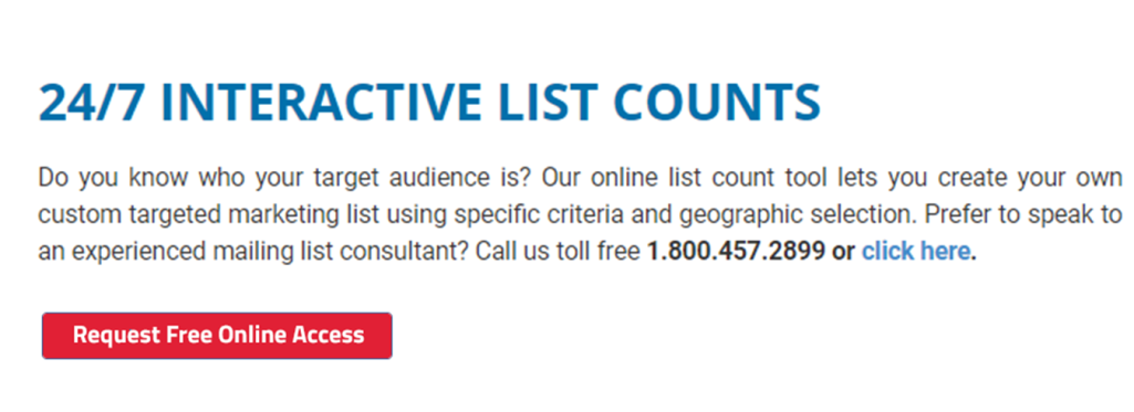 amerilist 24/7 interactive list counts