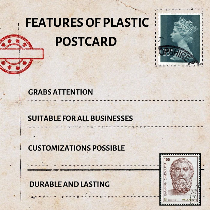 features of plastic postcard